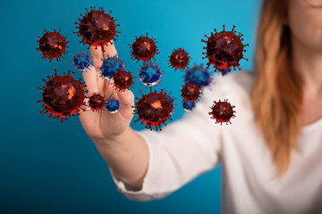 Group of virus cells. 3D illustration of Coronavirus cells.