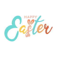 Happy Easter lettering,Hand drawn calligraphy design for holiday greeting card and invitation of the happy Easter day. Vector illustration.