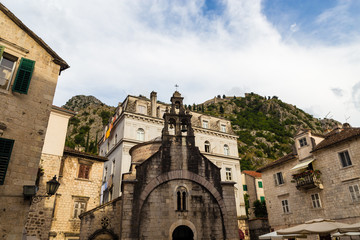 Elements of old town houses in Montenegro. Country of Europe. 