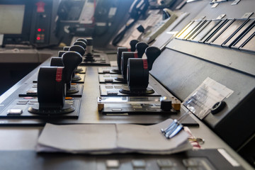 Joysticks of a control panel for controlling the thursters of a dynamic positioning (DP) vessel