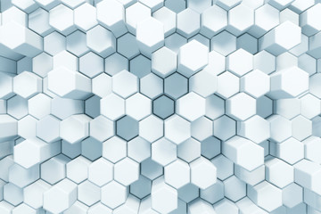 Obraz na płótnie Canvas Abstract White Hexagonal Waving Surface Sci-Fi Background
