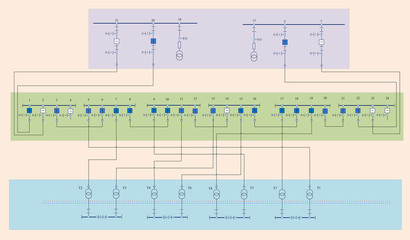 Electric wiring diagram for power transformers