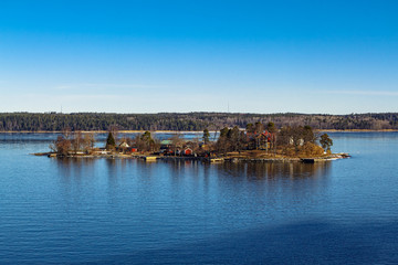 Fototapeta na wymiar Rocky island in the swedish fjords on the way to Stockholm.
