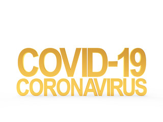 Golden Covid-19 coronovirus icon isolated on white background. 3D illustration