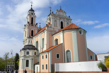 Fototapeta na wymiar April 27, 2018 Vilnius, Lithuania, Church of St. Philip and St. Jacob in Vilnius.