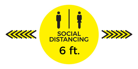 Coronavirus COVID-19 virus social distancing concept. Stay six feet apart. Flat icon vector illustration