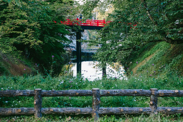The peaceful and beautiful without people suburb of temple and castle Japan between the epidemic