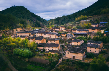 Fototapeta premium beautiful countryside landscape of China's ancient historic village in mountains