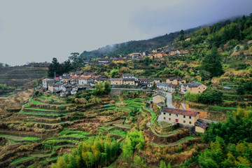 beautiful countryside landscape of China's ancient historic village in mountains