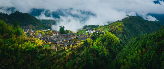 beautiful countryside landscape of China's ancient historic village in mountains