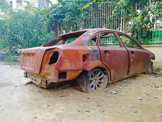 abandoned accidental rusty passenger car 