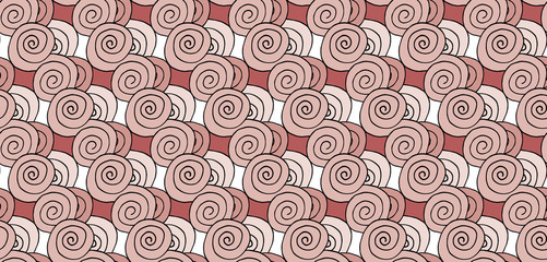 Absctract trandy pattern with flowers curls in doodle style for print posters, greating card, banner, wrapping in modern style in vector.