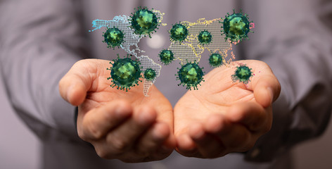 Virus abstract background. protection Genetics  3d