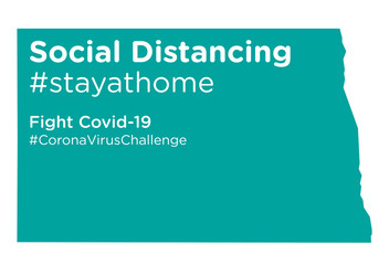 North Dakota state map with Social Distancing stayathome tag