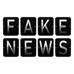 Fake news wording vector flip clock concept retro style with white background.