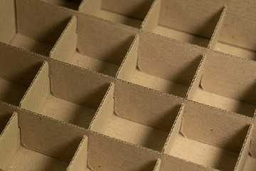 Cardboard box made of craft paper shot close-up.