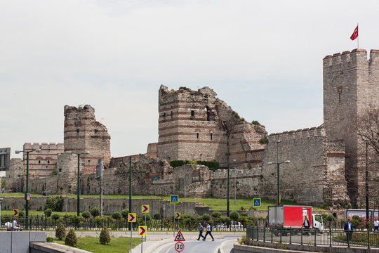 The old walls of Emperor Theodosius for the defense of Constantinople, destroyed by the Seljuk Turks.