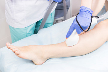 The procedure for depilation of female parts of the body with a laser epilator to a beauty salon.