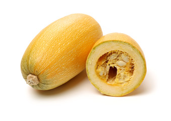 organic spaghetti squash Cucurbita pepo vegetable on white background