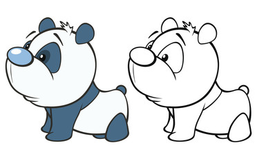 Vector Illustration of a Cute Cartoon Character Panda for you Design and Computer Game. Coloring Book Outline Set 