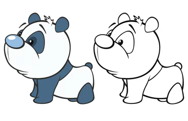 Ingelijste posters Vectorillustratie van een schattige Cartoon karakter Panda voor je ontwerp en computerspel. Kleurboek overzichtsset © liusa