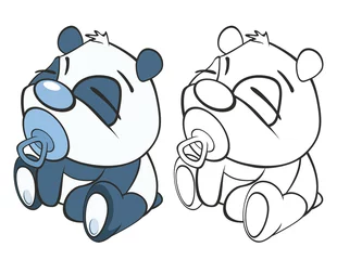 Gardinen Vektor-Illustration eines niedlichen Cartoon-Charakter-Pandas für Ihr Design und Computerspiel. Malbuch-Umriss-Set © liusa