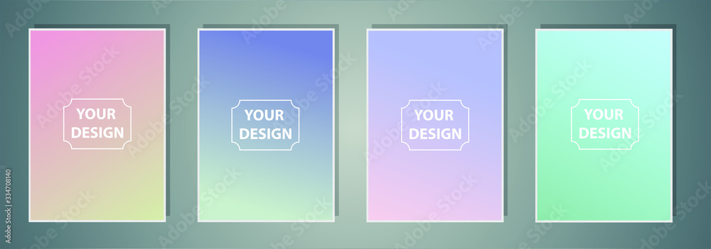 Poster set of abstract vector gradient backgrounds. colorful texture for your design. mobile app template