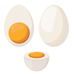 Whole and half boiled egg