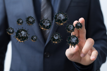 Group of virus cells. 3D illustration of virus cells.
