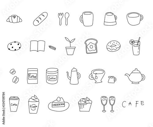 カフェの手描きイラストのセット かわいい シンプル ベクター Baked Goods Wall Mural Baked Goo Yugoro