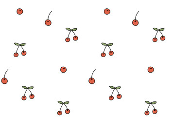 さくらんぼの水彩風イラスト 手描き チェリー 果物 フルーツ かわいい 果実 Wall Mural Yugoro