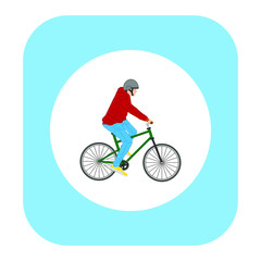 man on bicycle on white background, vector