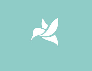 Creative abstract white logo hummingbird bird icon for your company - obrazy, fototapety, plakaty