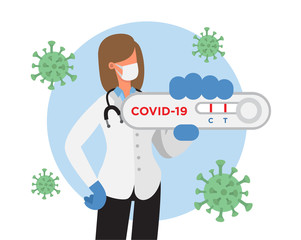 Female doctor showing rapid test for coronavirus