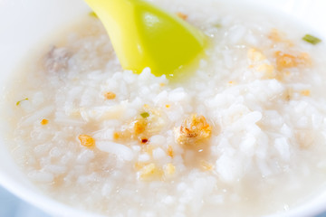 Closeup to Soft-boiled rice, Thai food style.