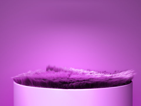 Purple Wool Pedestal Simple Podium For Product Presentation 3d Render On Color Background