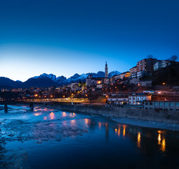 view of city of Belluno by night