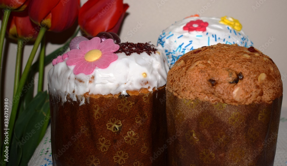 Wall mural Easter cake of different types