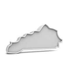 American state of Kentucky, simple 3D map in white grey. 3D Rendering