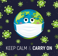 Coronavirus and Earth in mask