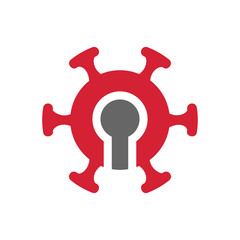 Corona Virus Lock Down Logo Icon, Vector Illustration Design