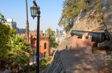 Santiago, Chile, Santa Lucia Hill. A gun.  For more than a century and a half, residents of the capital heard the noon shot of a cannon from Santa Lucia Hill.