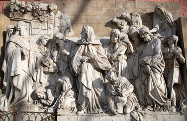 Donskoy Monastery in Moscow and sculptural fragments from the destroyed Cathedral of Christ the Savior