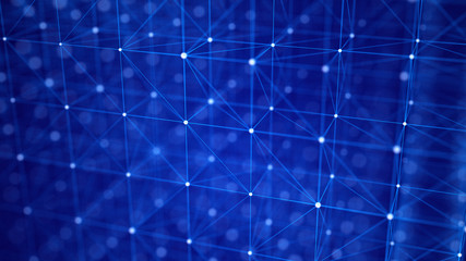 Digital background. Network connection structure on blue background. 3D rendering.