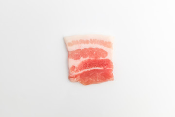 Sliced ​​pork belly on white background