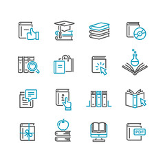 Book icon set in thin line style