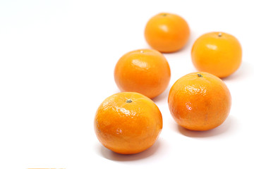 Mandarin orange isolated on white background with copy space