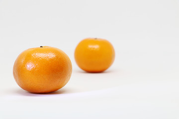 Mandarin orange isolated on white background with copy space
