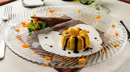 Tortino di zucca con aceto balsamico, fuoco selettivo