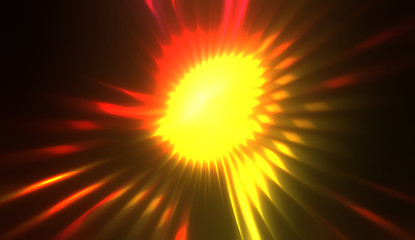 Obraz premium Spectacular light show. Colorful and vibrant particle explotion with glowing rays of light. Multicolored star burst.